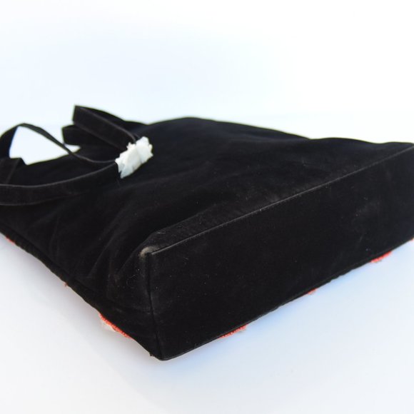 Vintage NEW w/tag Velvet Beaded Black Bag, Ermo Collection Rock/Clear/Seed Beads - Picture 13 of 15